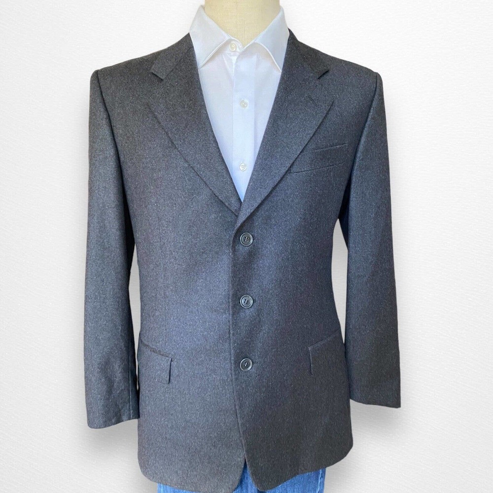 Wales Made in Italy Wool Blazer Suit Jacket Gray Mens Size 40R